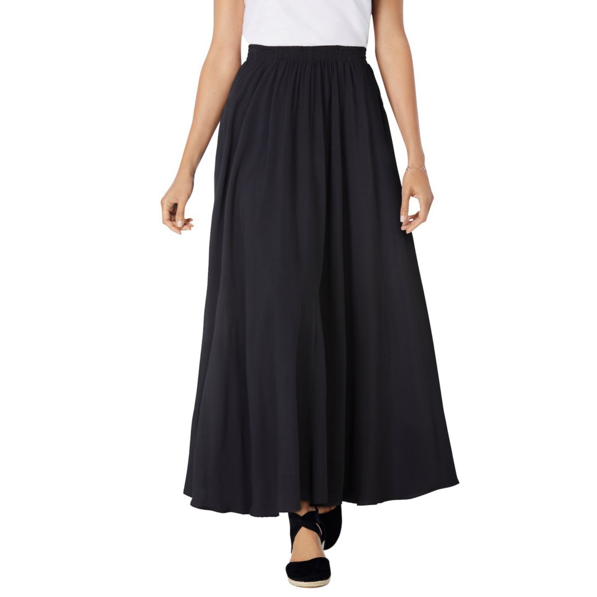 Woman Within Women's Plus Size Petite Pull-on Elastic Waist Soft Maxi Skirt Woman Within