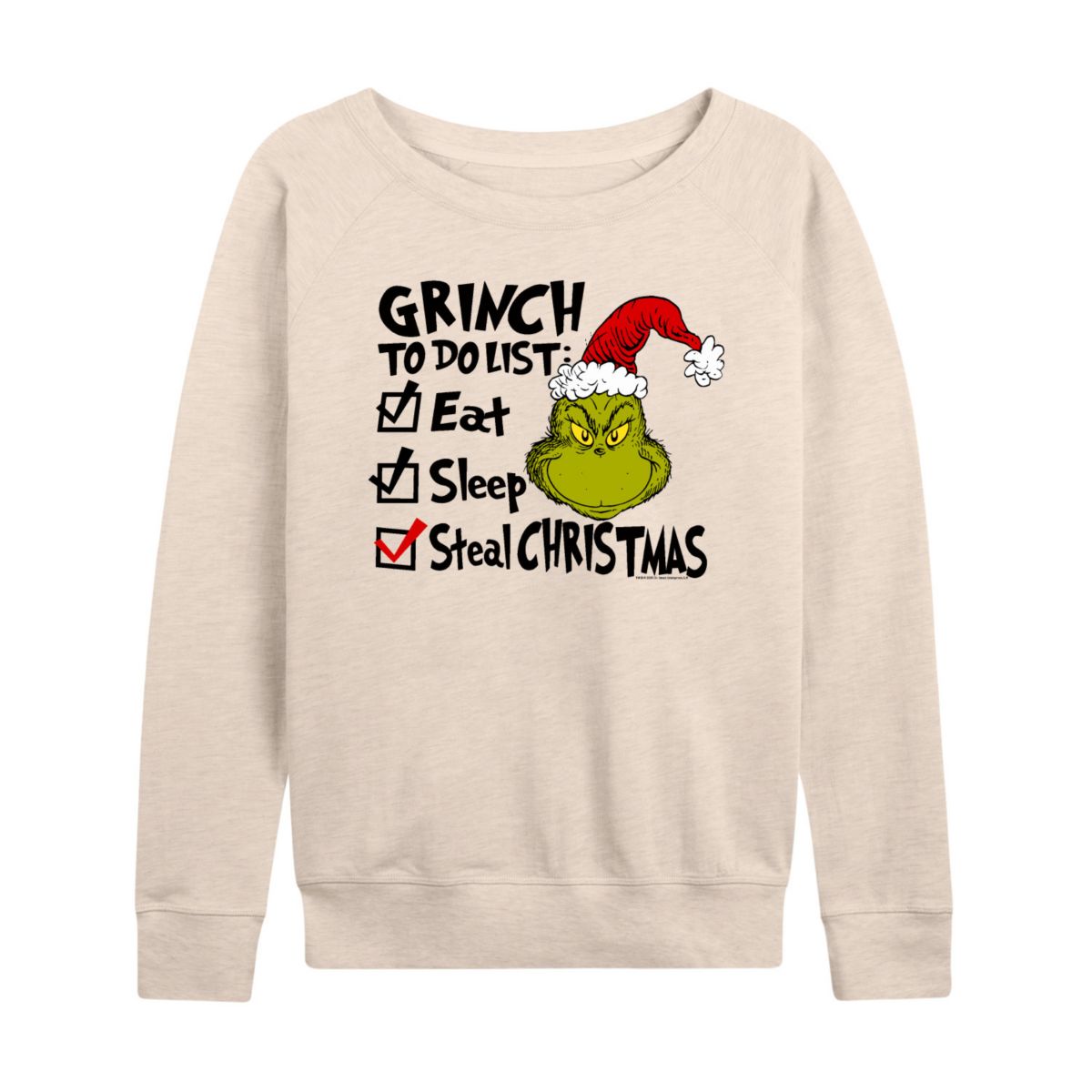 Women's Dr. Seuss The Grinch To Do List Slouchy Graphic Sweatshirt Licensed Character