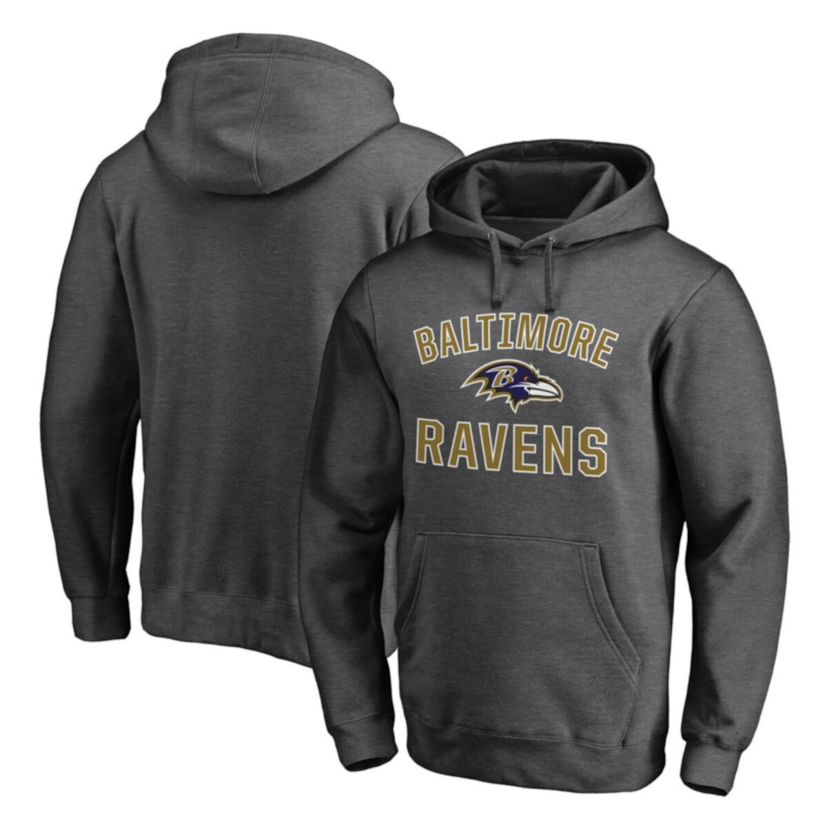 Men's Fanatics Heathered Charcoal Baltimore Ravens Big & Tall Victory Arch Logo Pullover Hoodie Fanatics Brands - White Label