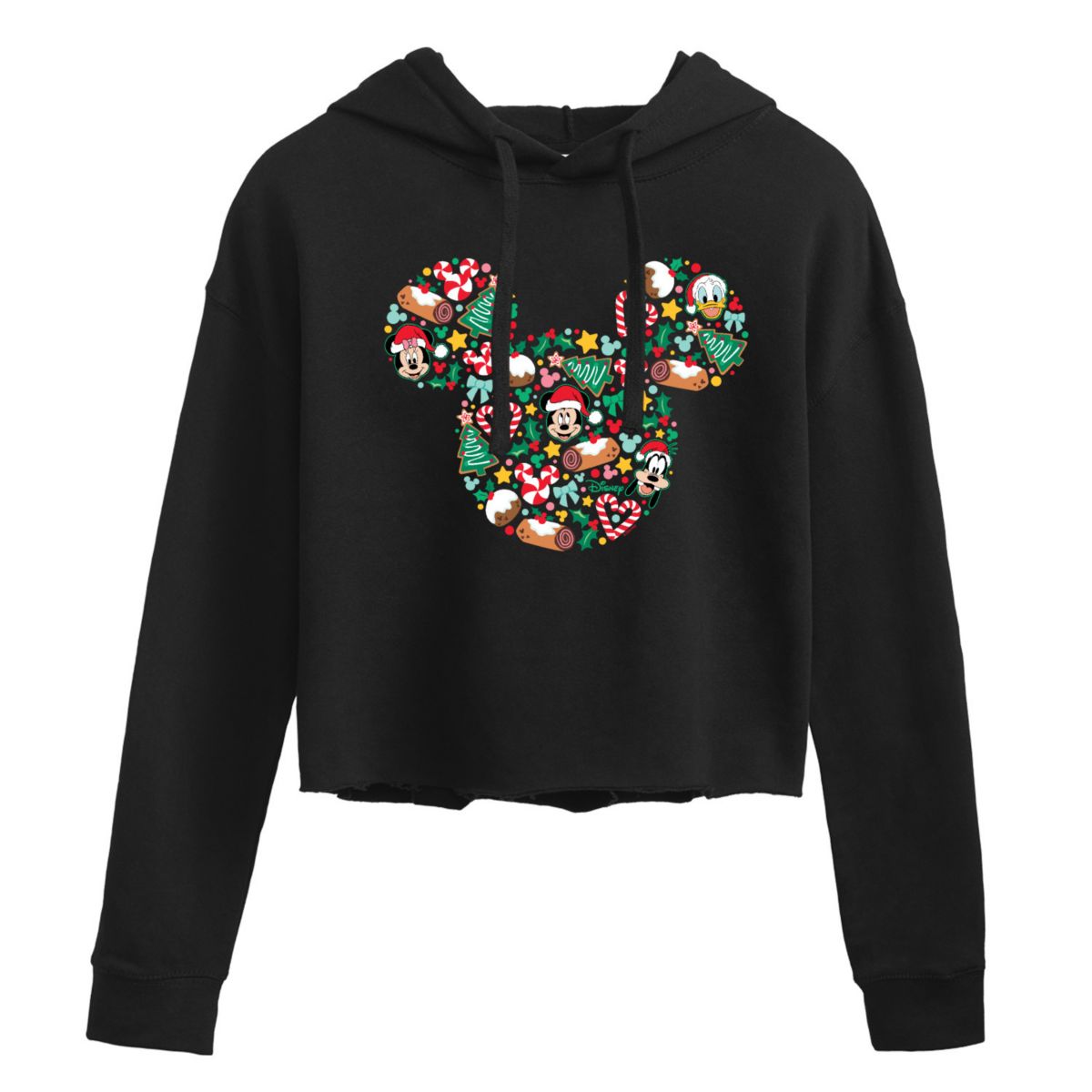 Disney's Mickey Mouse Juniors' Christmas Silhouette Cropped Hoodie Licensed Character