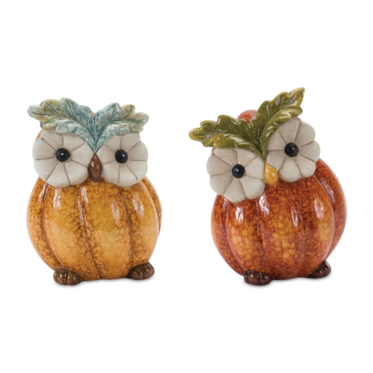 Melrose 2-Piece Terra Cotta Pumpkin Owl Decor Set Melrose