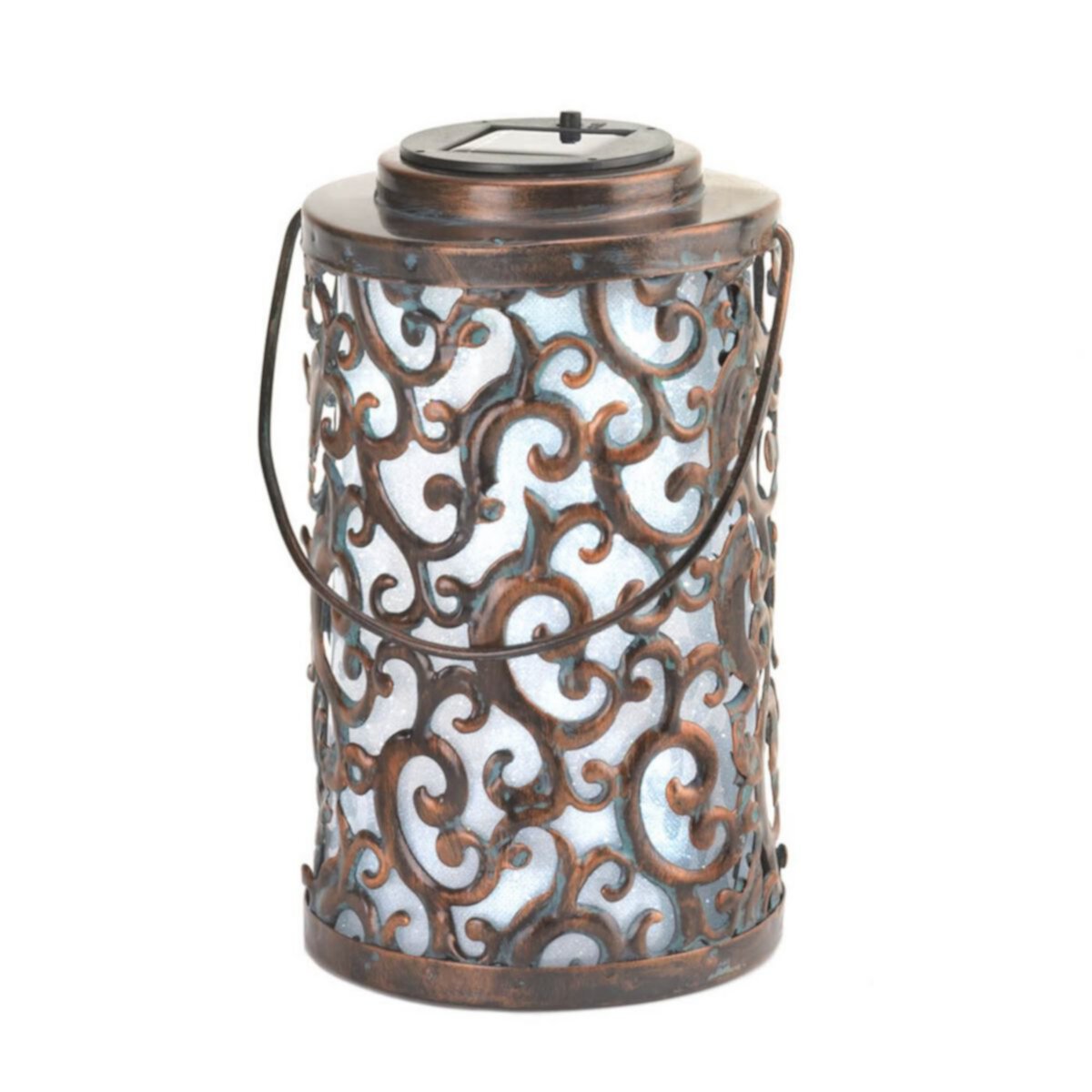 Iron Swirls Solar Garden Lantern Accent Plus