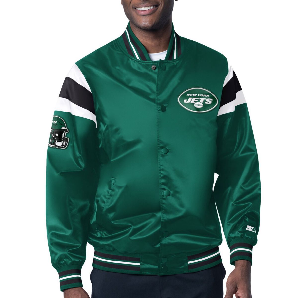 Men's Starter Green New York Jets Satin Full-Snap Varsity Jacket Starter
