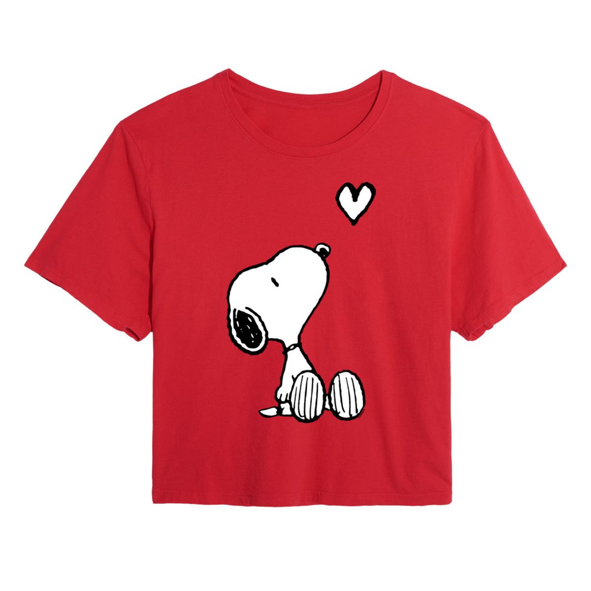 Juniors' Peanuts Snoopy Heart Cropped Tee Licensed Character