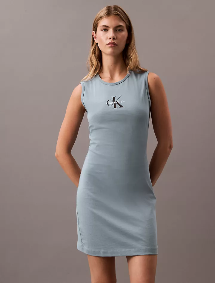 Monogram Logo Sleeveless T-Shirt Dress Calvin Klein