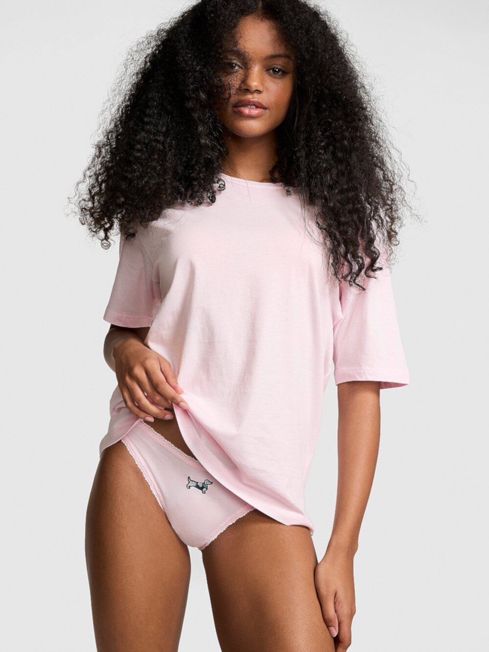Cotton Short-Sleeve Tee & Panty Set Pink