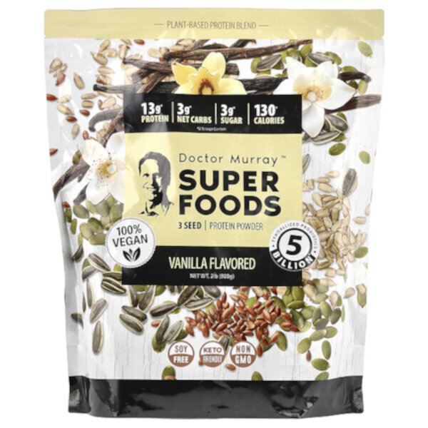 Super Foods, 3 Seed Protein Powder, Vanilla, 2 lb (908 g) Dr. Murray's