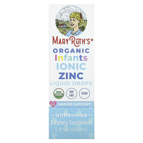 Organic Infants Ionic Zinc, Liquid Drops, 6 - 12 Months, Unflavored, 2 fl oz (60 ml) MaryRuth's