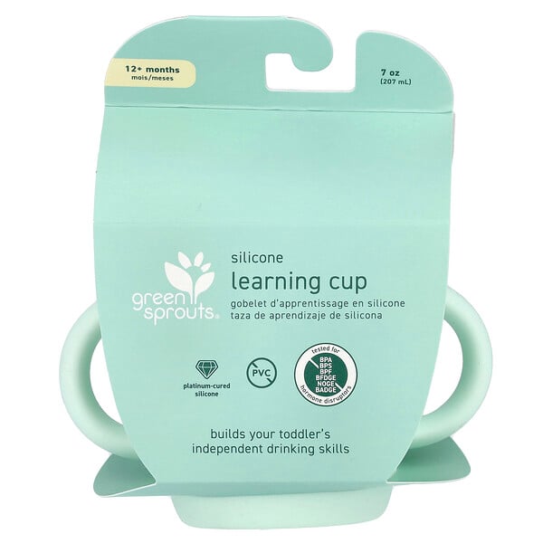 Кружки для детей green sprouts Silicone Learning Cup, 12+ Months, Light Sage, 7 oz (207 ml) Green sprouts