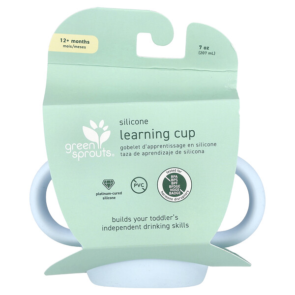 Кружки для детей green sprouts Silicone Learning Cup, 12+ Months, Light Blue, 7 oz (207 ml) Green sprouts