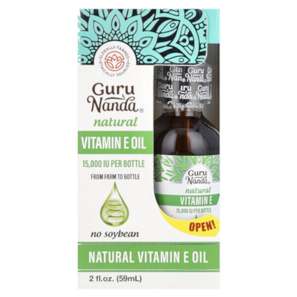 Natural Vitamin E Oil, 2 fl oz (59 ml) GuruNanda