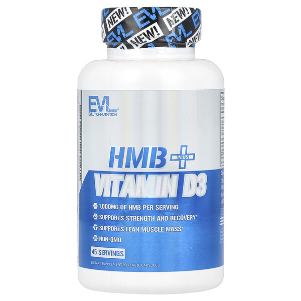 HMB + Vitamin D3, 90 Veggie Capsules EVLution Nutrition