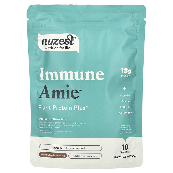 Immune Amie™, Plant Protein Plus+, Natural Chocolate, 8.8 oz (250 g) Nuzest