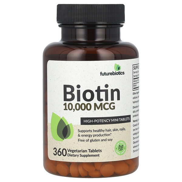 Biotin, High Potency, 10,000 mcg, 360 Vegetarian Tablets FutureBiotics