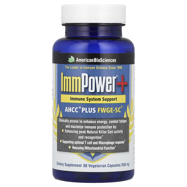 ImmPower®+, AHCC® Plus FWGE-SC®, 60 Vegetarian Capsules (Вегетарианские капсулы) American Biosciences