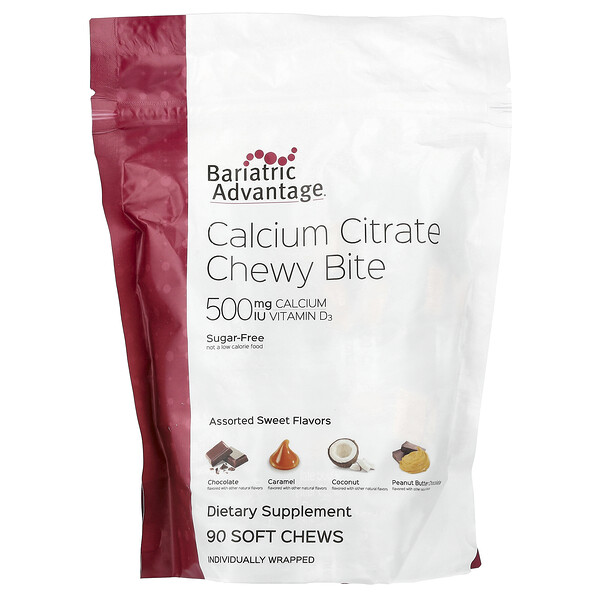 Calcium Citrate Chewy Bite, Sugar-Free, Assorted Sweet, 90 Soft Chews Bariatric Advantage