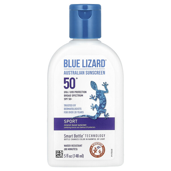 Sport, Mineral-Based Sunscreen, SPF 50+, 5 fl oz (148 ml) Blue Lizard