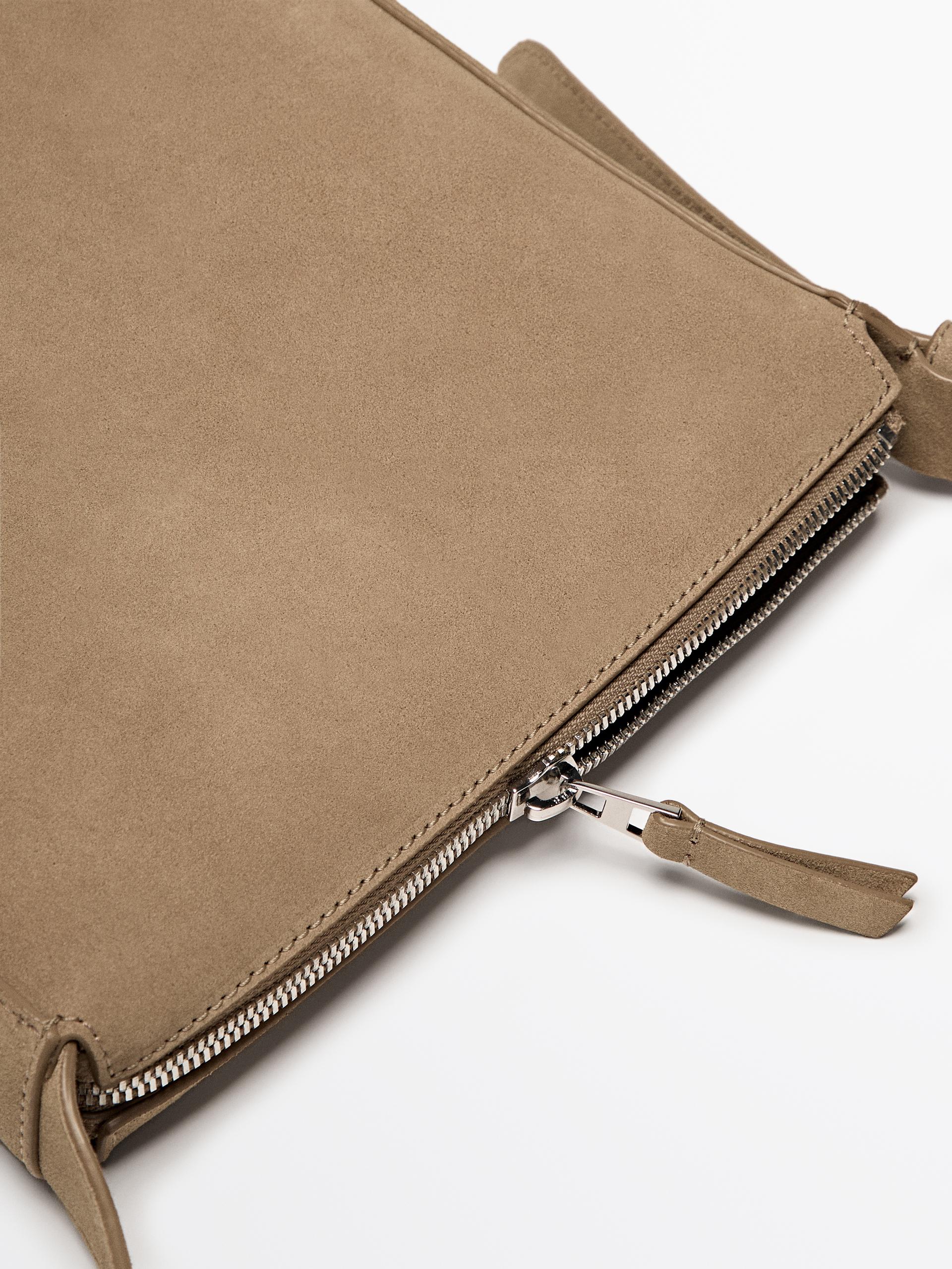 Adjustable split leather crossbody bag ZARA