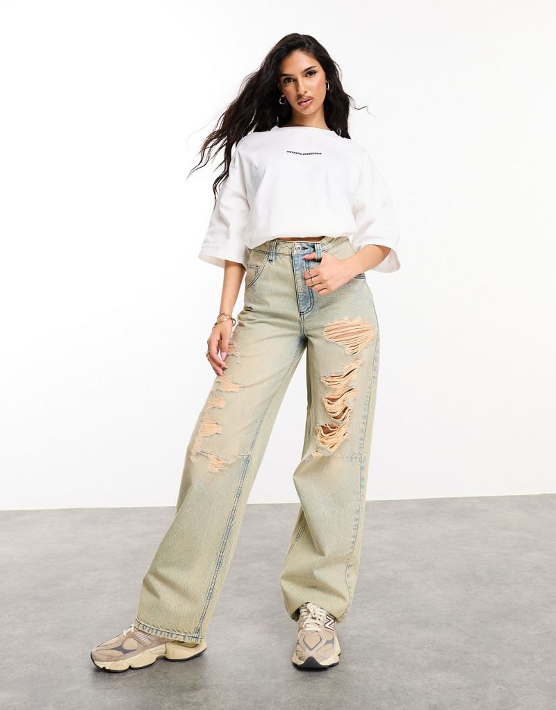 ASOS Weekend Collective acid washed extreme rip baggy jeans ASOS Weekend Collective