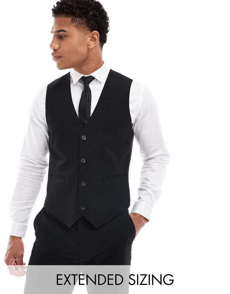 ASOS DESIGN slim suit vest in black ASOS DESIGN