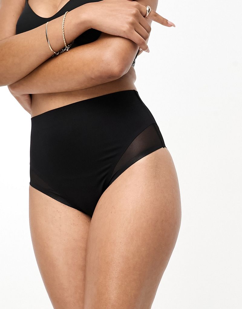 ASOS DESIGN Contouring medium control high waist panty in black ASOS DESIGN