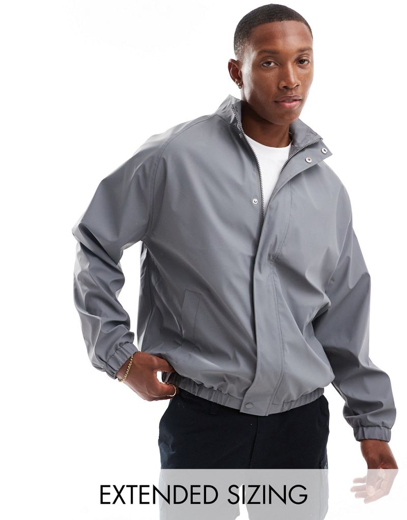 ASOS DESIGN oversized rubberized track jacket in charcoal gray ASOS DESIGN