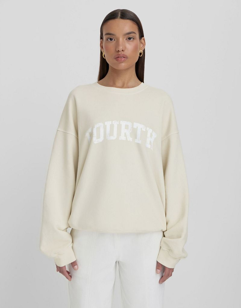 4th & Reckless oversized logo sweatshirt in cream 4TH & RECKLESS