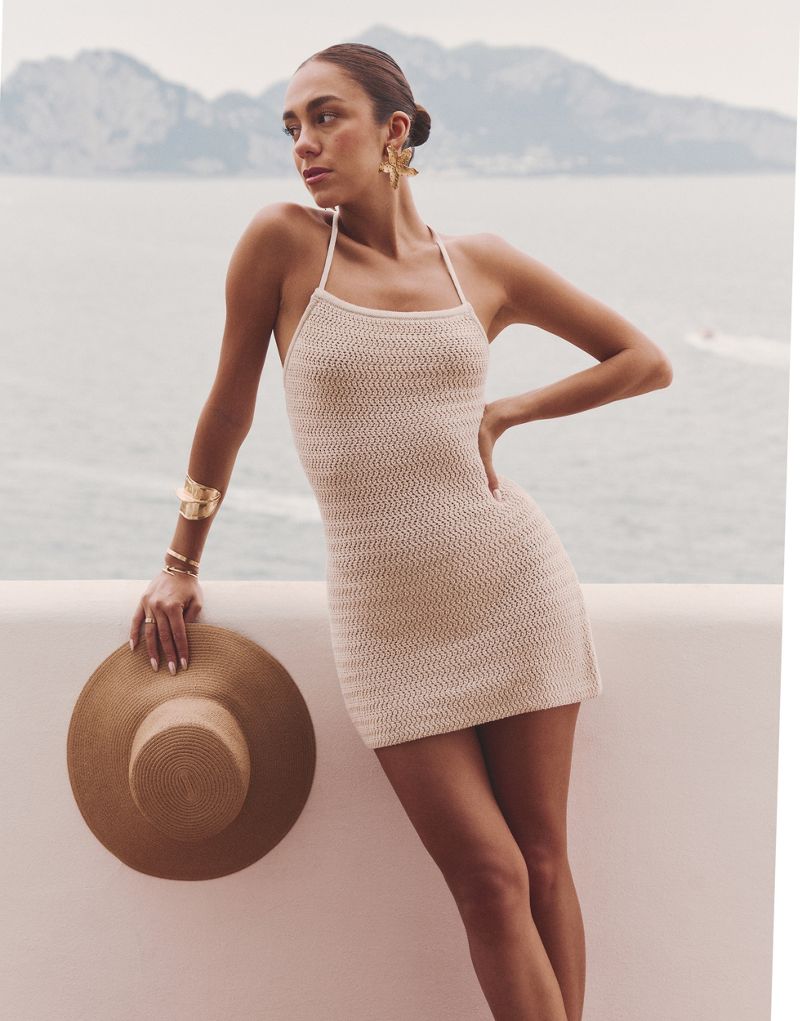 4th & Reckless x Luana Barron sylvie crochet mini beach dress in cream 4TH & RECKLESS