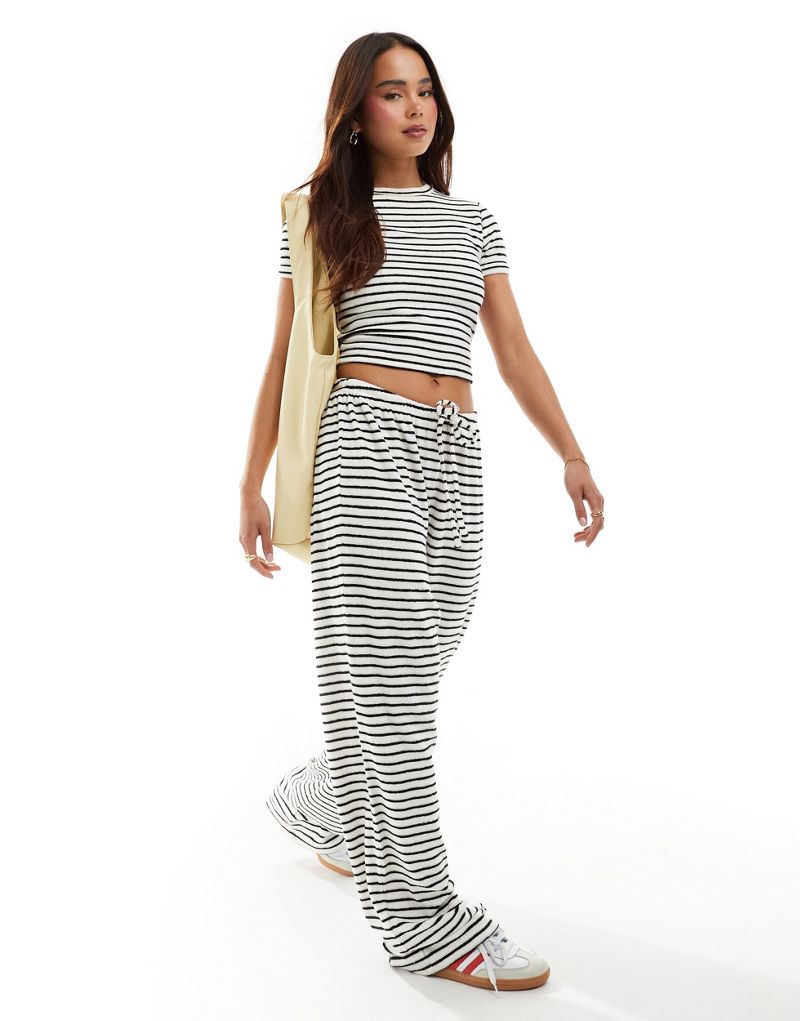 4th & Reckless terrycloth wide leg pants in stripe - part of a set 4TH & RECKLESS