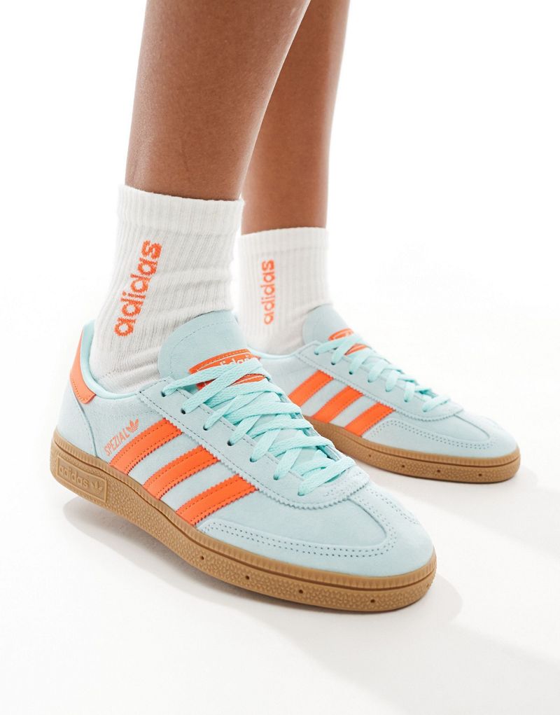 adidas Originals Handball Spezial sneakers in light blue and orange Adidas