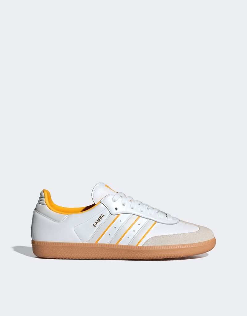 adidas Originals Samba OG sneakers in white with yellow stripes Adidas