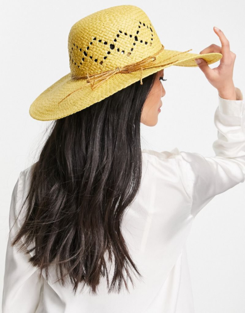 Boardmans paper straw floppy hat with tie detail in natural Boardmans