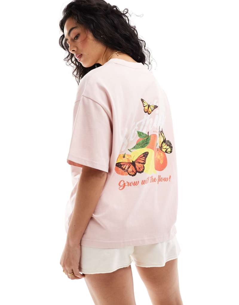 Женская Футболка Good For Nothing fruit graphic T-shirt в светло-розовом цвете Good For Nothing