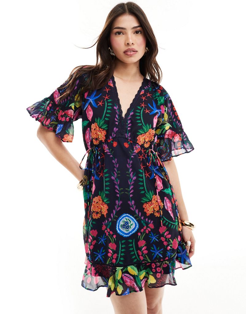 Hope & Ivy mini smock dress in bright floral Hope & Ivy