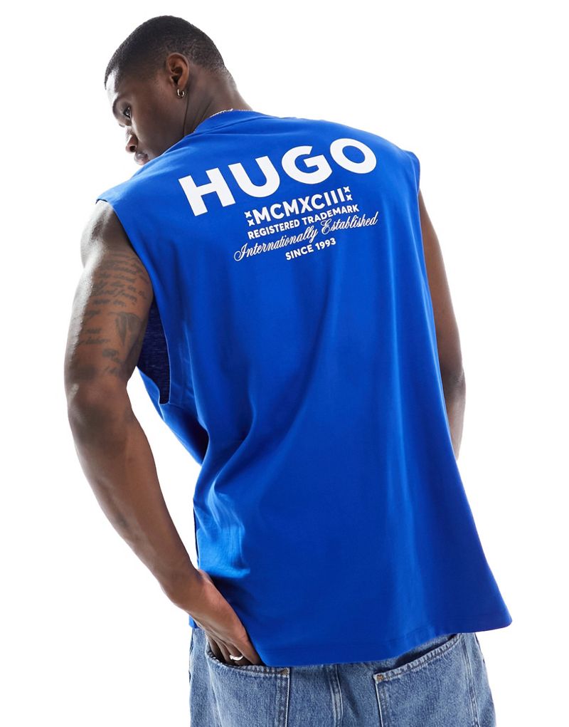 HUGO BLUE oversized tank in blue Hugo Blue