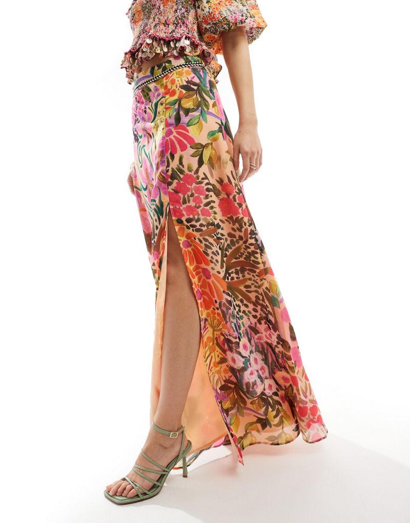 Hope & Ivy maxi skirt with thigh split in floral - part of a set Hope & Ivy