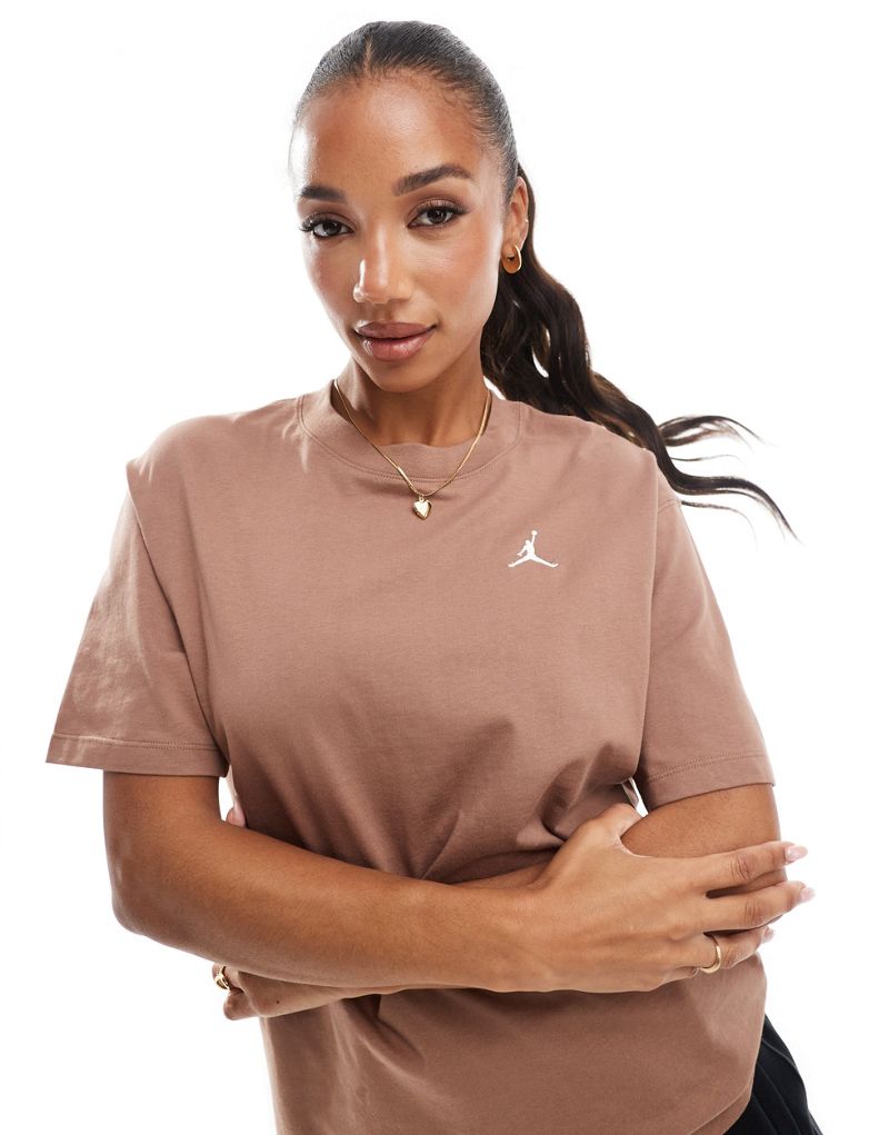 Jordan Essentials girlfriend fit T-shirt in brown Jordan