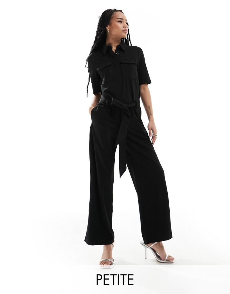 JDY Petite short sleeve pocket jumpsuit in black  JDY Petite