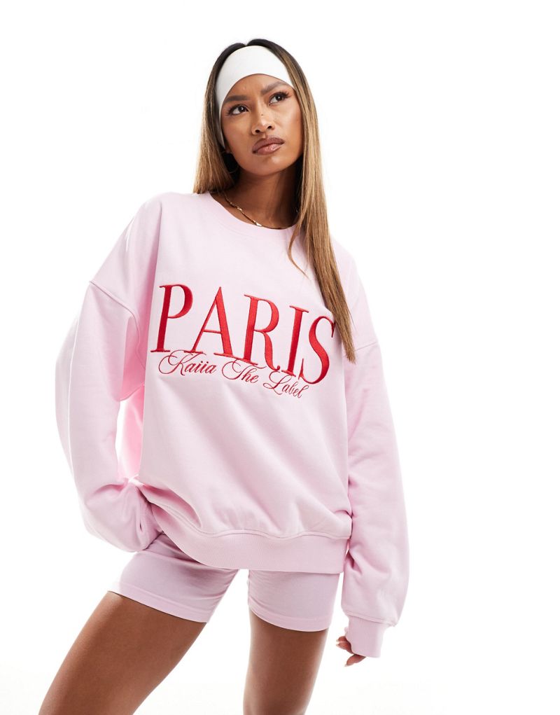 Kaiia Paris motif sweatshirt in light pink - part of a set Kaiia