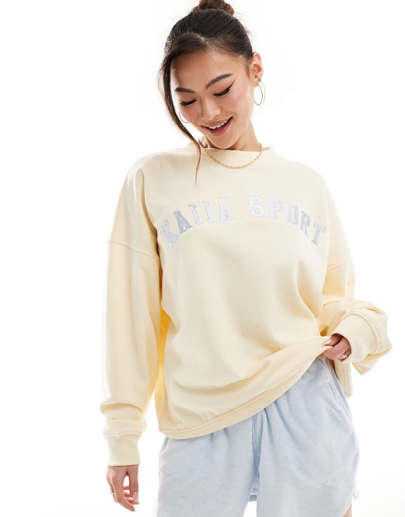 Kaiia athletic logo sweatshirt in lemon Kaiia