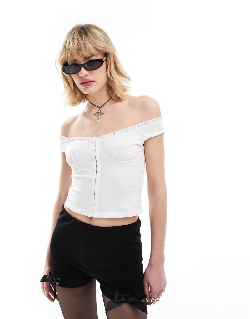 Motel dovica lace trim corset top in white Motel