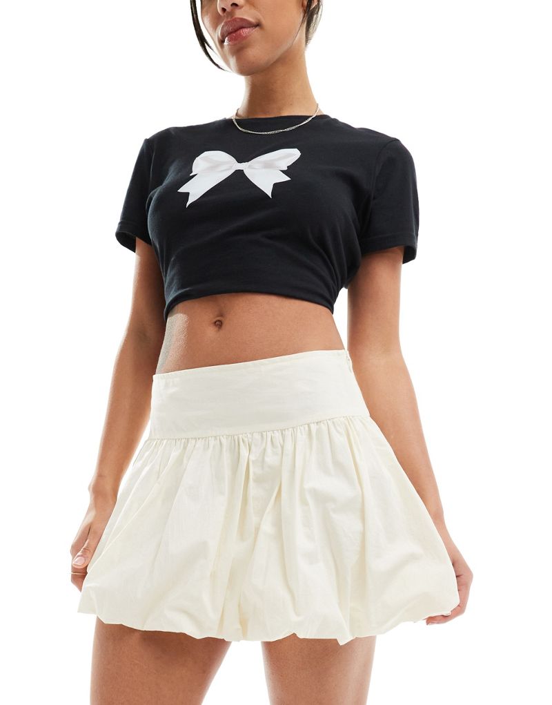 Motel puff ball cotton mini skirt in white Motel