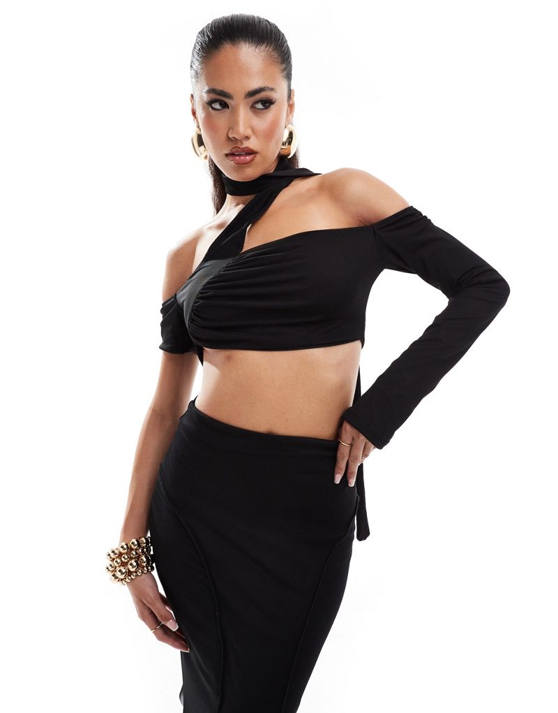 Murci asymmetric off the shoulder top in black - part of a set Murci