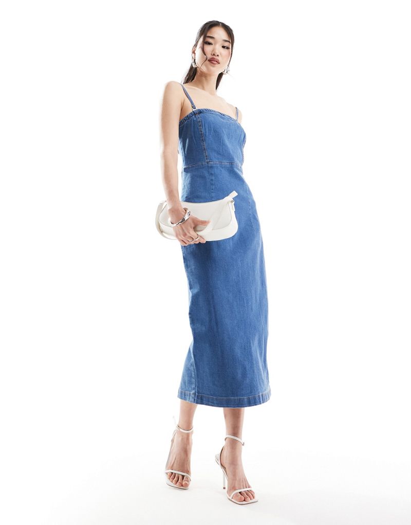 Nobody's Child Hampton bandeau midi dress in denim Nobody's Child