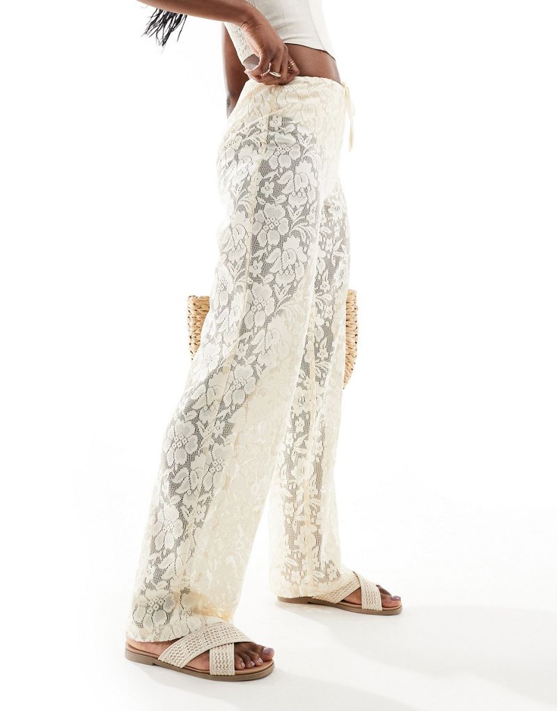 NA-KD lace pants in white NAKD