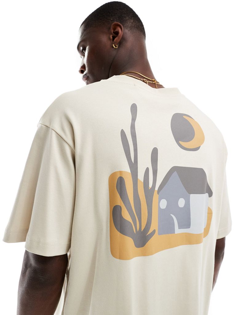 Pull&bear desert printed t-shirt in beige Pull&Bear