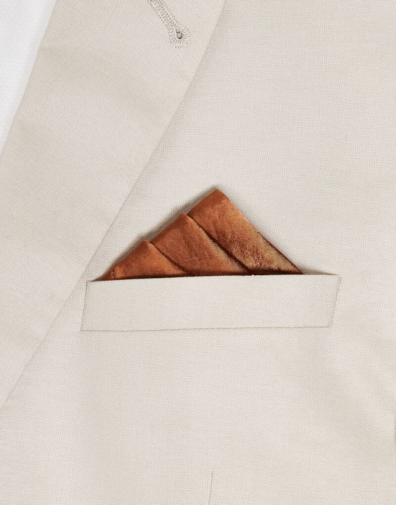 Six Stories satin pocket square in rust Six Stories