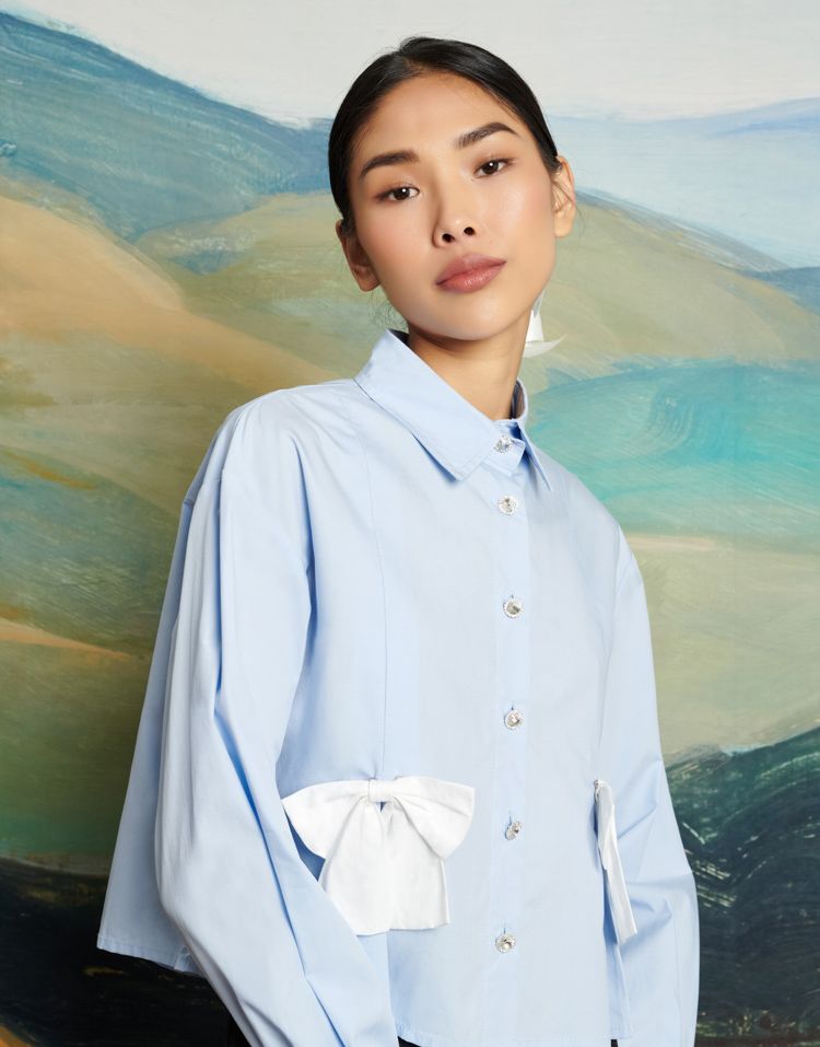 Dream Sister Jane detachable bow shirt in powder blue Sister jane