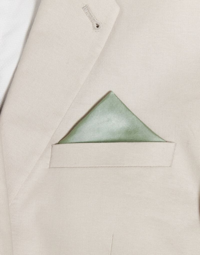 Six Stories satin pocket square in sage Six Stories