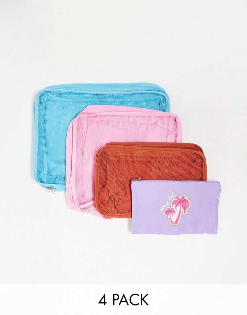 South Beach x Misha Grimes multipack of 4 packing cubes in multi  SOUTH BEACH